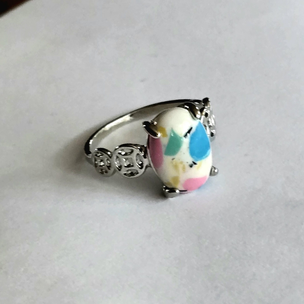 TRENDY NEW SIZE 9 MODERN POLISHED CABECHON RING